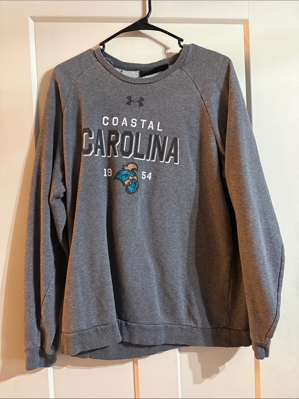 Under Armour Gray Coastal Carolina Crewneck Sweatshirt with Teal Logo